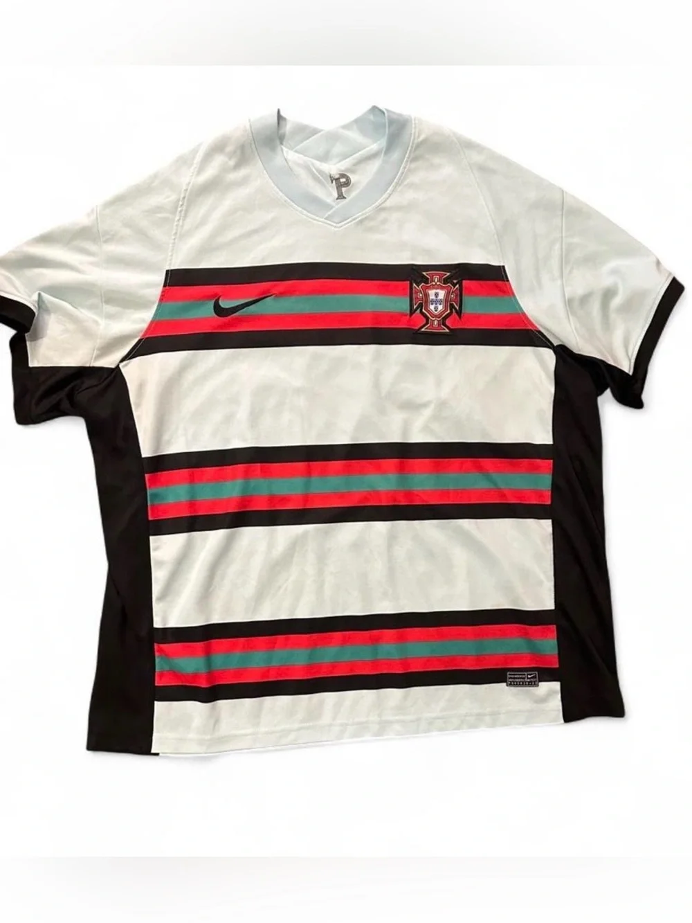 Soccer Jersey with Black, Red and Green Stripes